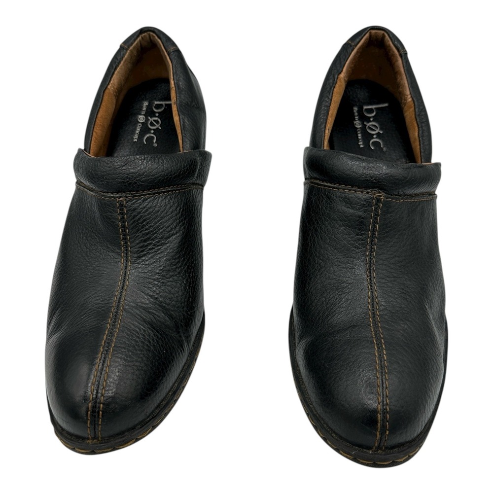 Boc Born Concept Women's Black Leather Mules Slip On Shoes Size 11 Comfort